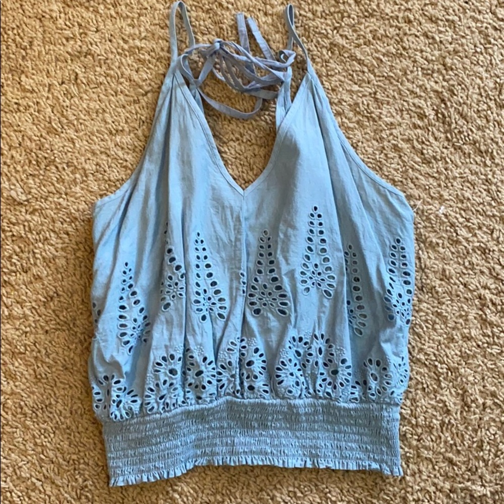 Poof! blue tank top